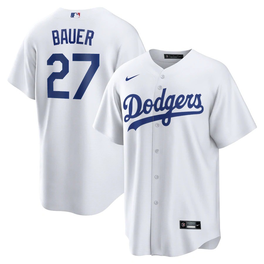 Trevor Bauer Jersey - Dodgers White Replica by Nike