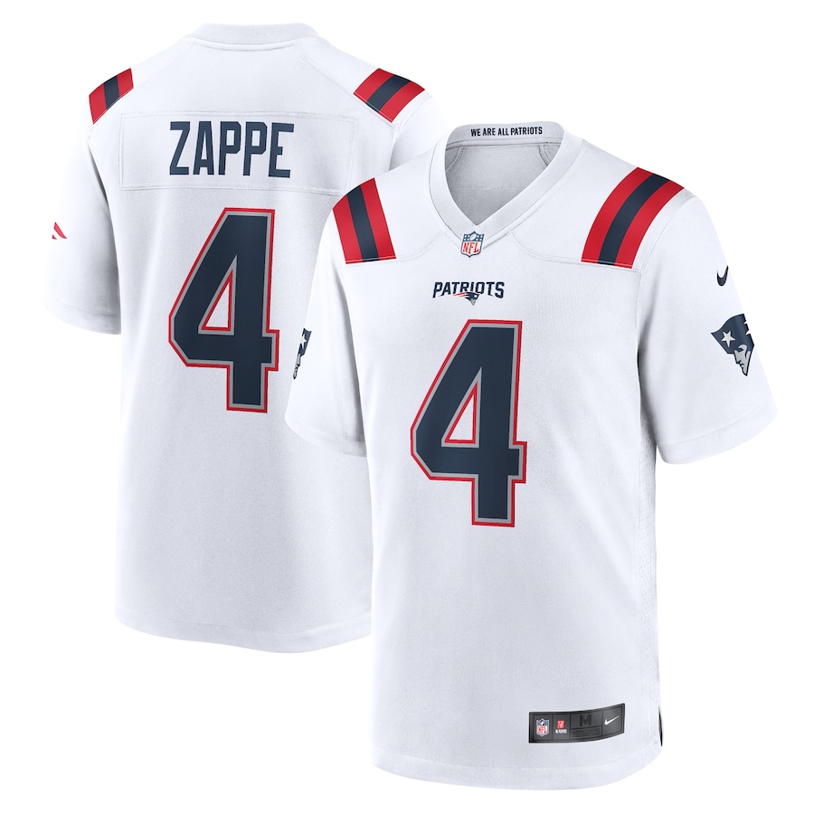 White Bailey Zappe Jersey by Nike