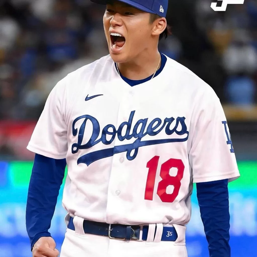 Yoshinobu Yamamoto in Dodgers Jersey