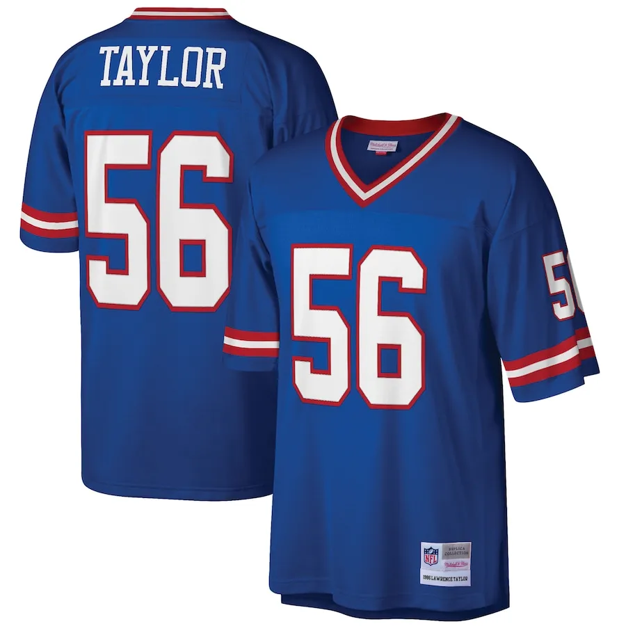 Lawrence Taylor Big and Tall Jersey - Click to View Pricing, Shipping, and Ordering Information Lawrence Tayler 6XL Football Jersey by Mitchell and Ness Throwback Collection