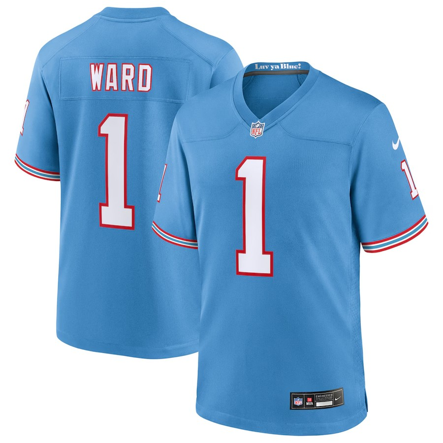 Light Blue Cam Ward Jersey by Nike with #1 on front, also with Wards name on the back with the letter #1