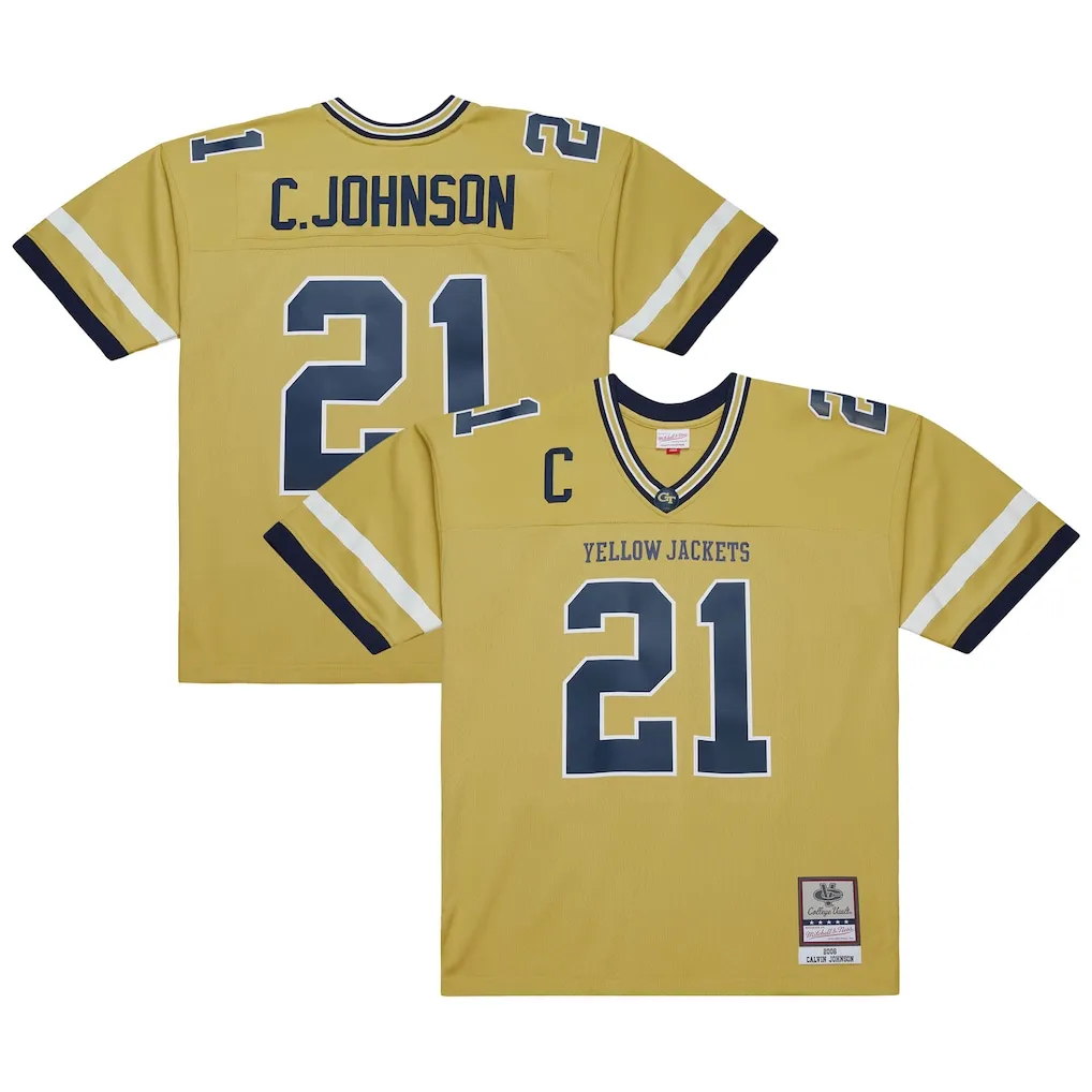 Big and Tall Calving Johnson Georgia Tech Throwback Jersey