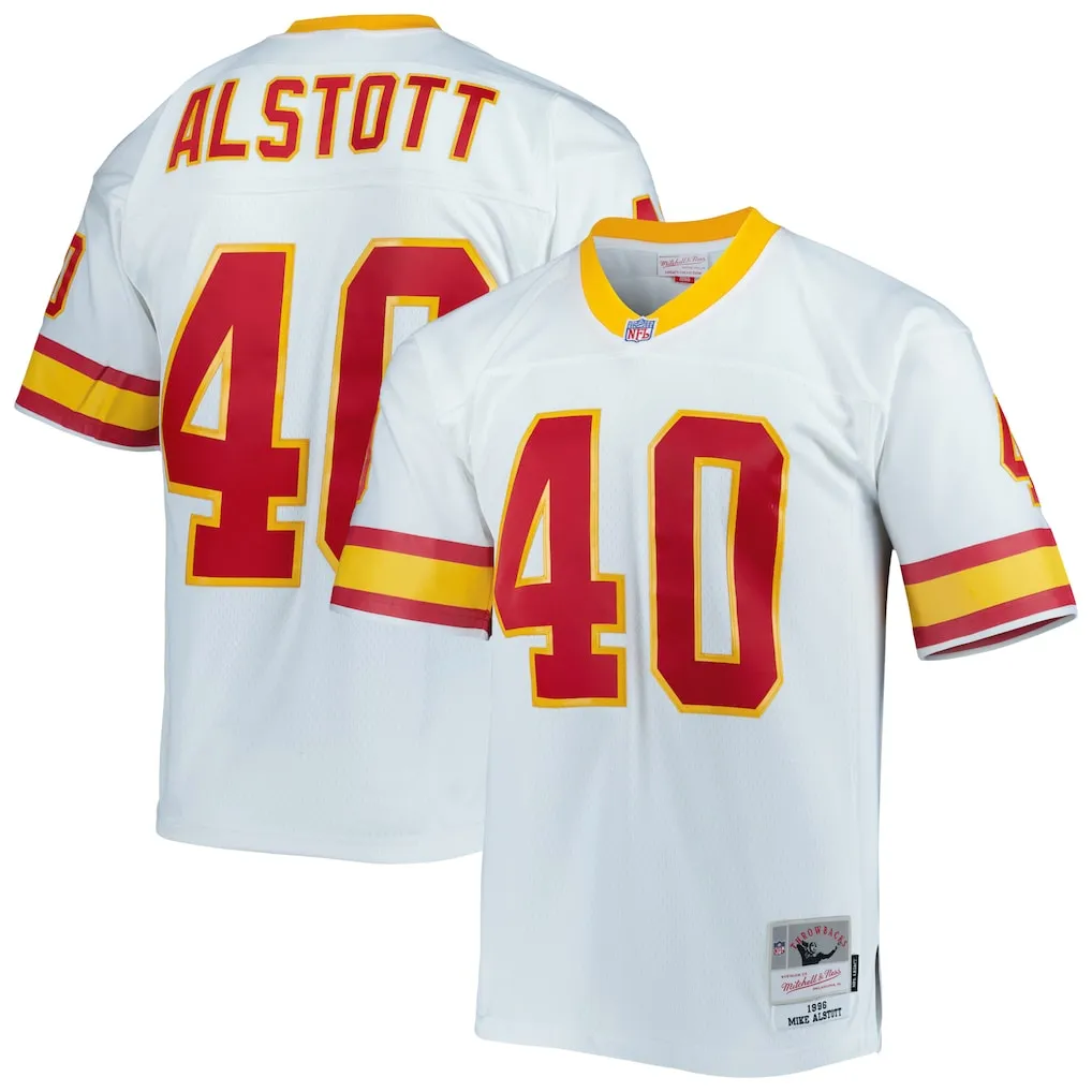 White and Orange Mike Alstott Throwback Jerseys by Mitchell & Ness