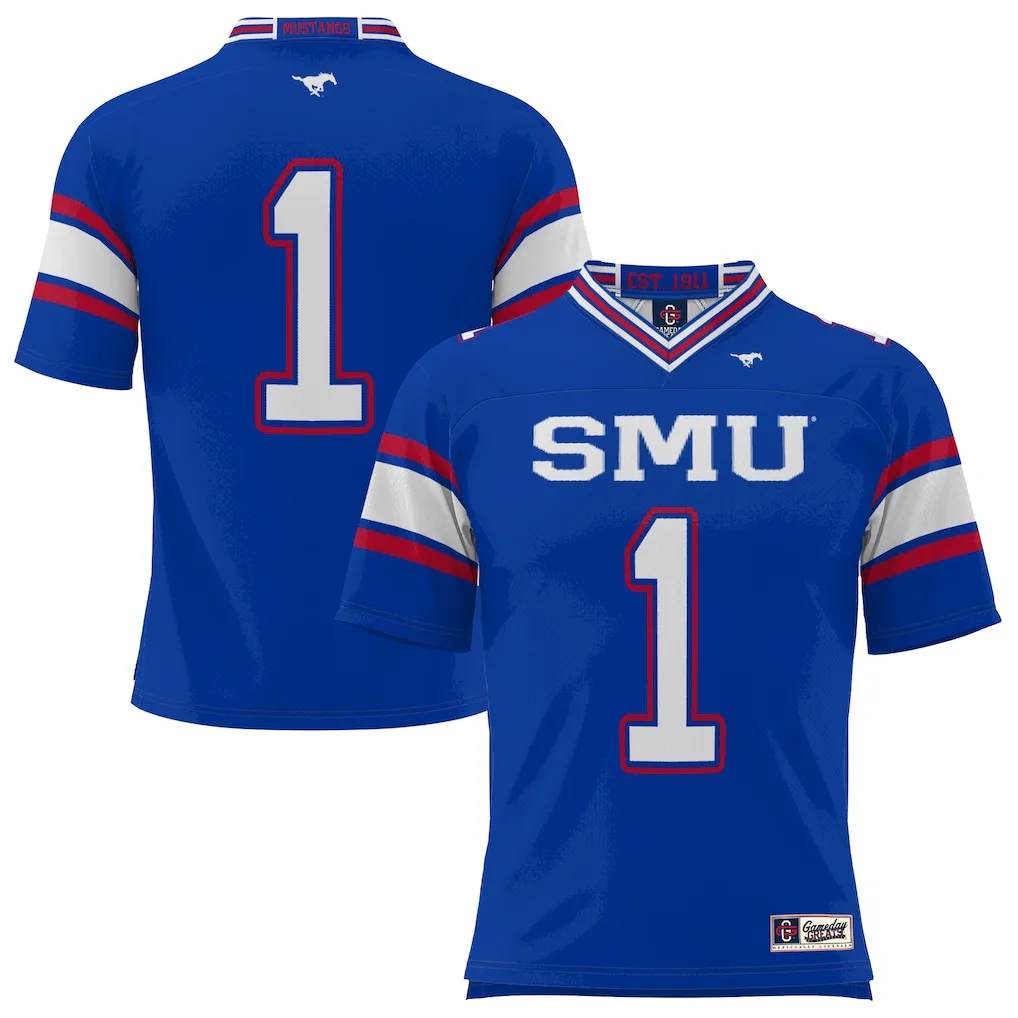 Blue SMU Mustangs Jersey by Gameday Greats