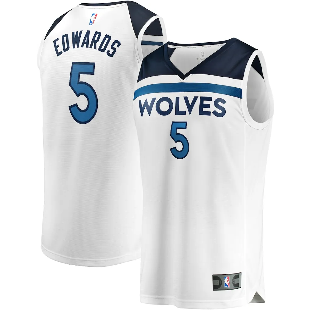 Anthony Edwards Timberwolves White and Blue Jersey