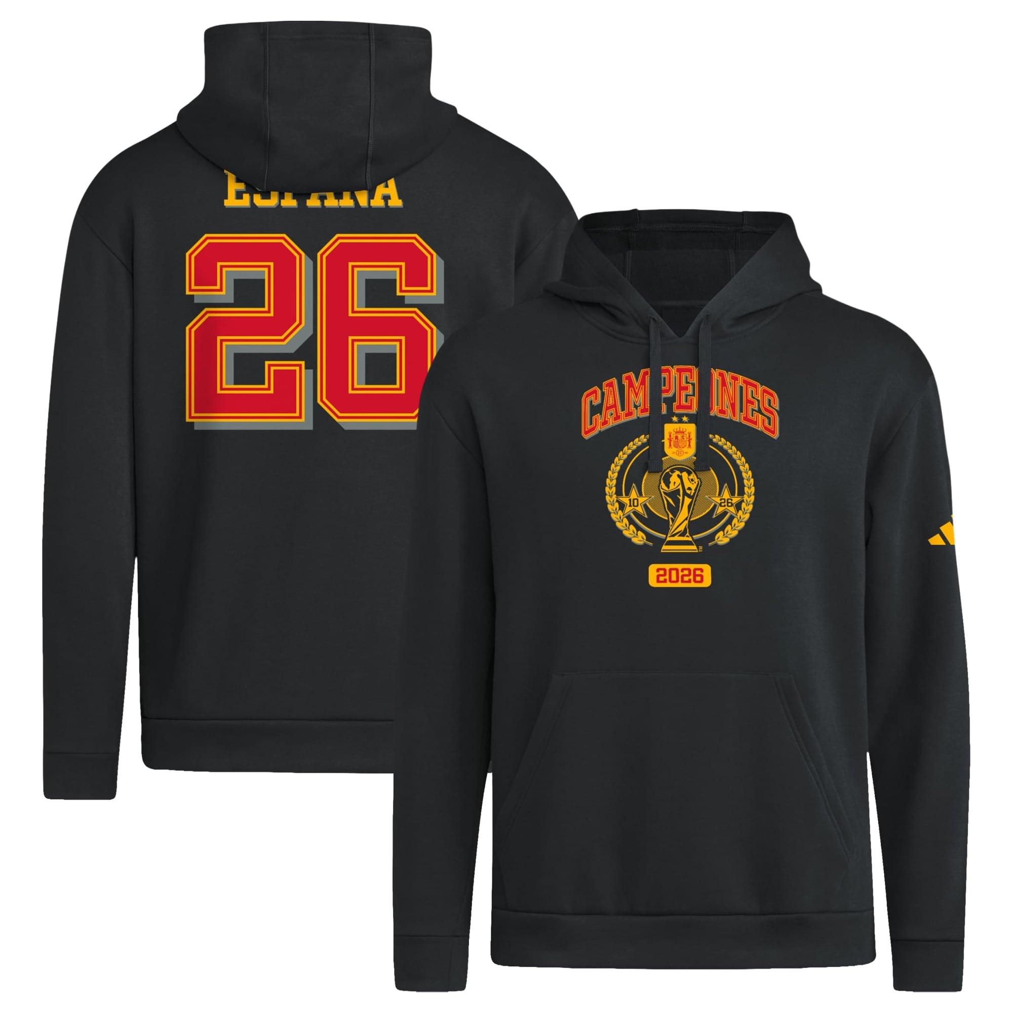 Spain World Cup Champions Hoodie with words Espana and 36 on the back